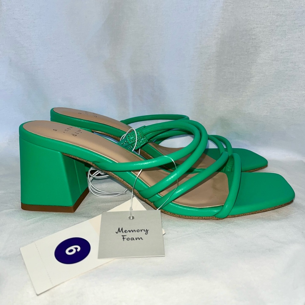 A New Day Women's Mule Block Green Heels | NWT Size 6